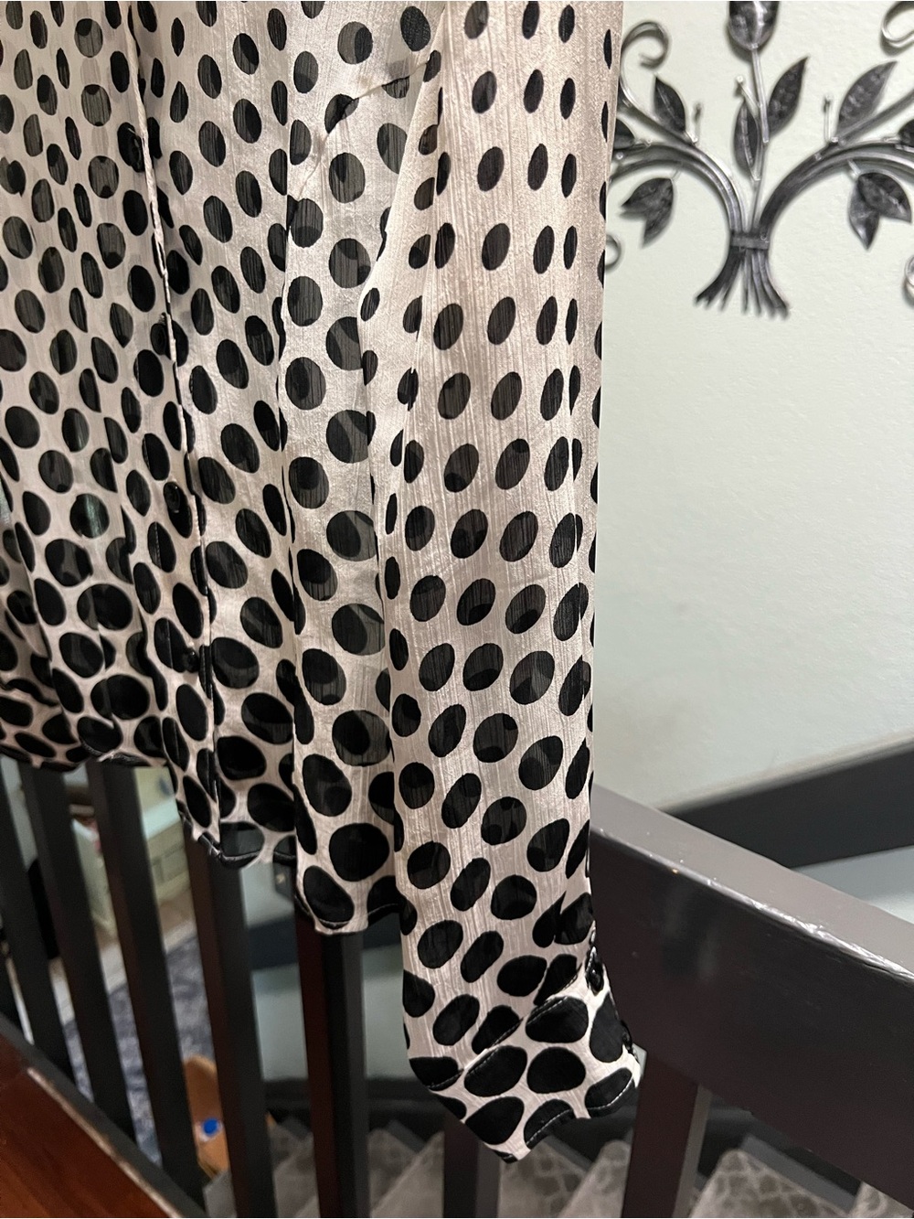 White House Black Market Cream and Black Polka Dot BlouseSmall #028 - Picture 3 of 6